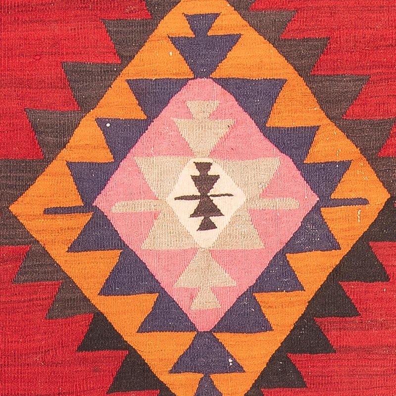 Alfombra de pasillo Alfombra Kelim - Antigua - 390 x 150 cm - rojo