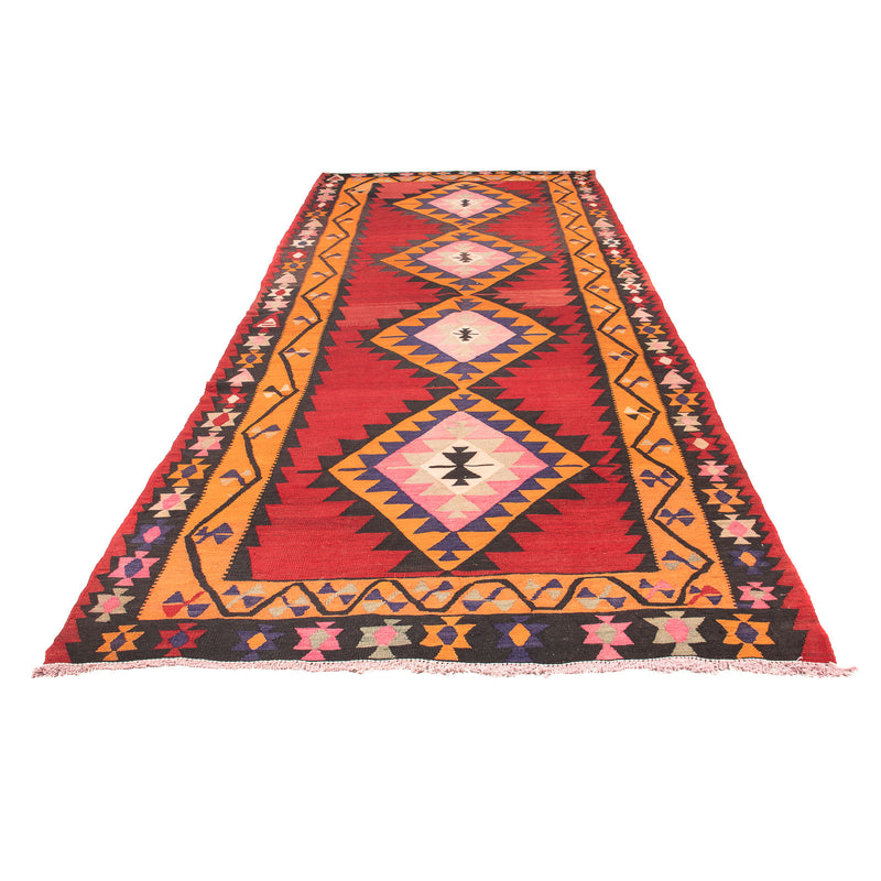 Alfombra de pasillo Alfombra Kelim - Antigua - 390 x 150 cm - rojo