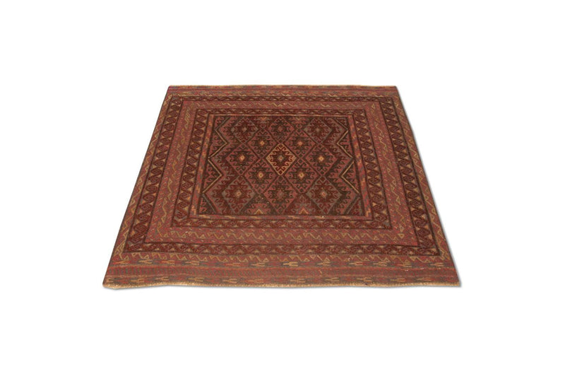Alfombra Kelim - Oriental cuadrado  - 123 x 114 cm - rojo