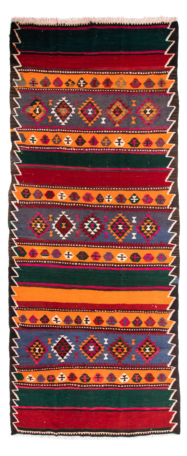 Alfombra de pasillo Alfombra Kelim - Antigua - 350 x 140 cm - multicolor