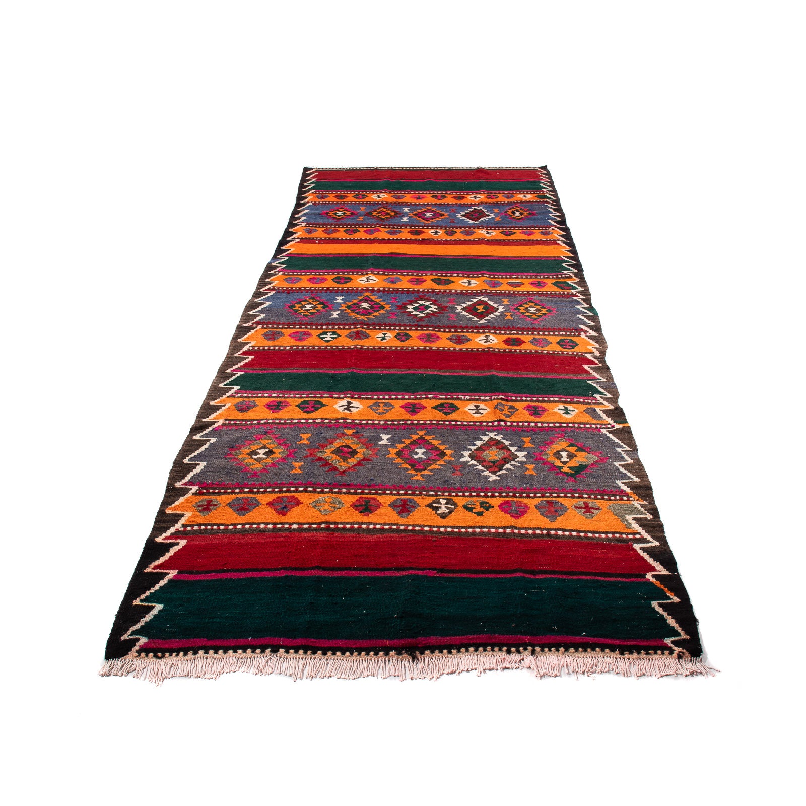 Alfombra de pasillo Alfombra Kelim - Antigua - 350 x 140 cm - multicolor