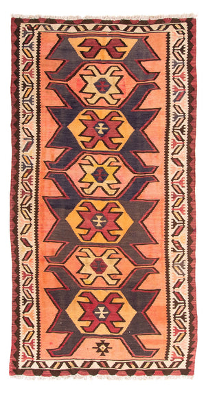 Alfombra de pasillo Alfombra Kelim - Antigua - 265 x 140 cm - multicolor