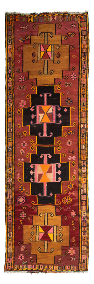 Alfombra de pasillo Alfombra Kelim - Antigua - 375 x 130 cm - multicolor