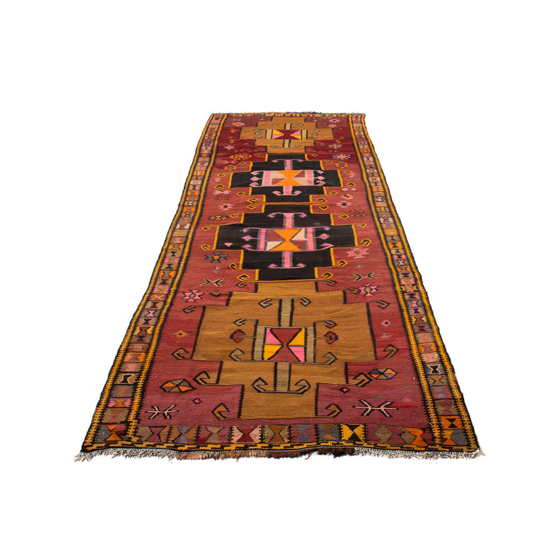 Alfombra de pasillo Alfombra Kelim - Antigua - 375 x 130 cm - multicolor
