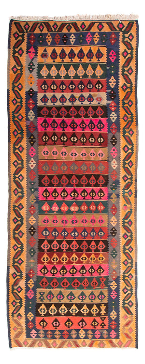 Alfombra de pasillo Alfombra Kelim - Antigua - 350 x 140 cm - multicolor