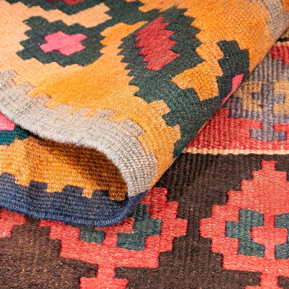 Alfombra de pasillo Alfombra Kelim - Antigua - 350 x 140 cm - multicolor