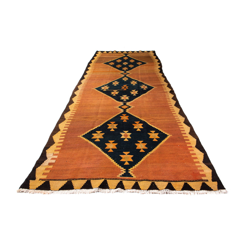 Alfombra de pasillo Alfombra Kelim - Antigua - 375 x 124 cm - multicolor