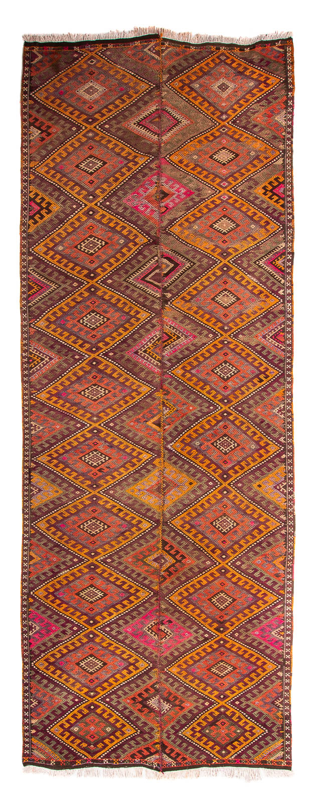 Alfombra de pasillo Alfombra Kelim - Antigua - 370 x 140 cm - multicolor