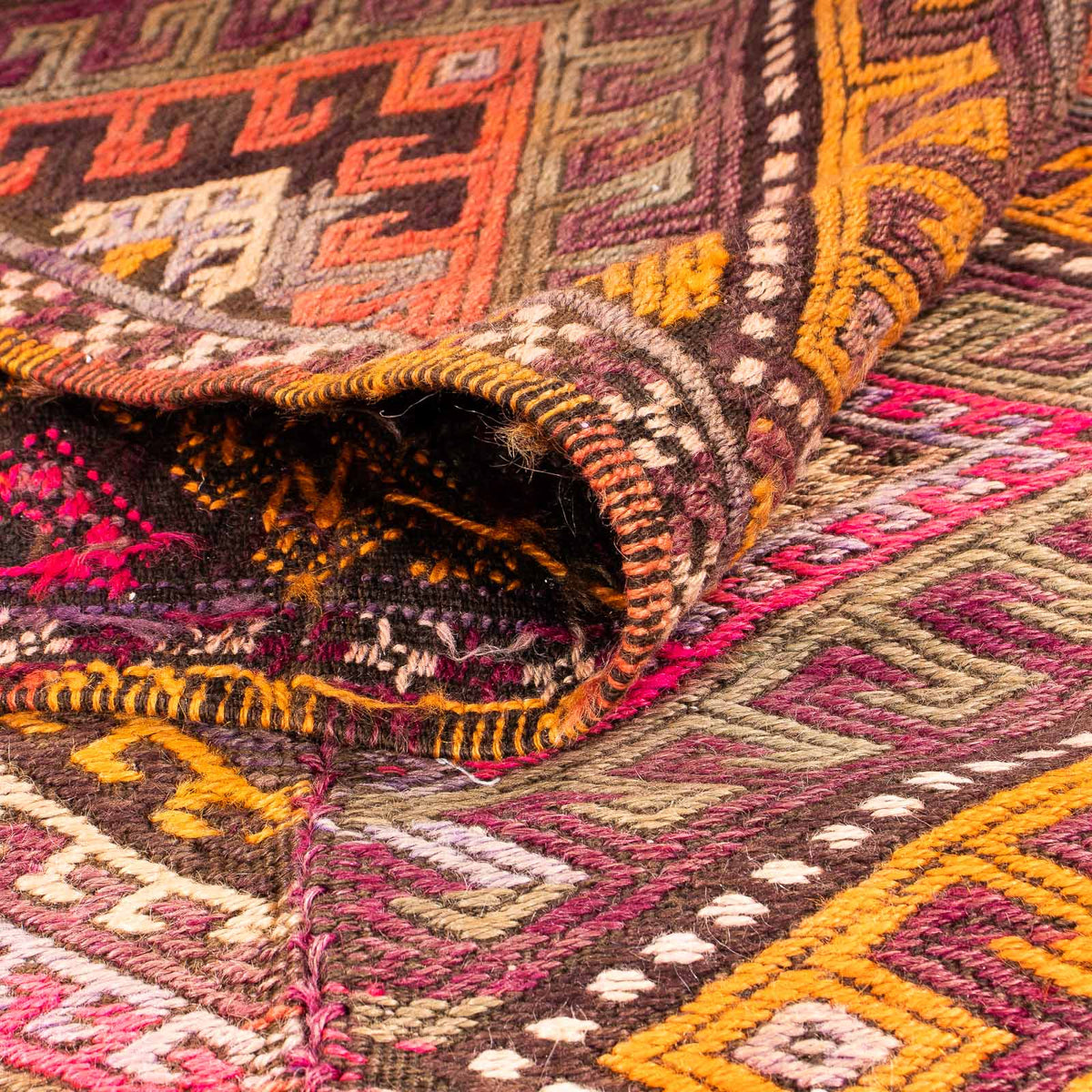 Alfombra de pasillo Alfombra Kelim - Antigua - 370 x 140 cm - multicolor