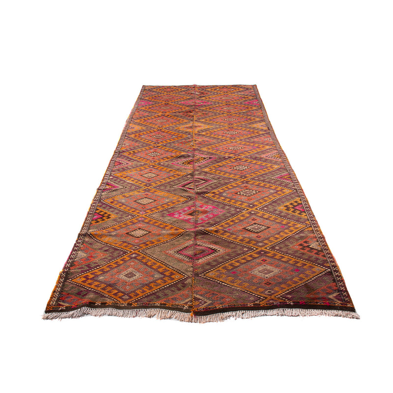 Alfombra de pasillo Alfombra Kelim - Antigua - 370 x 140 cm - multicolor