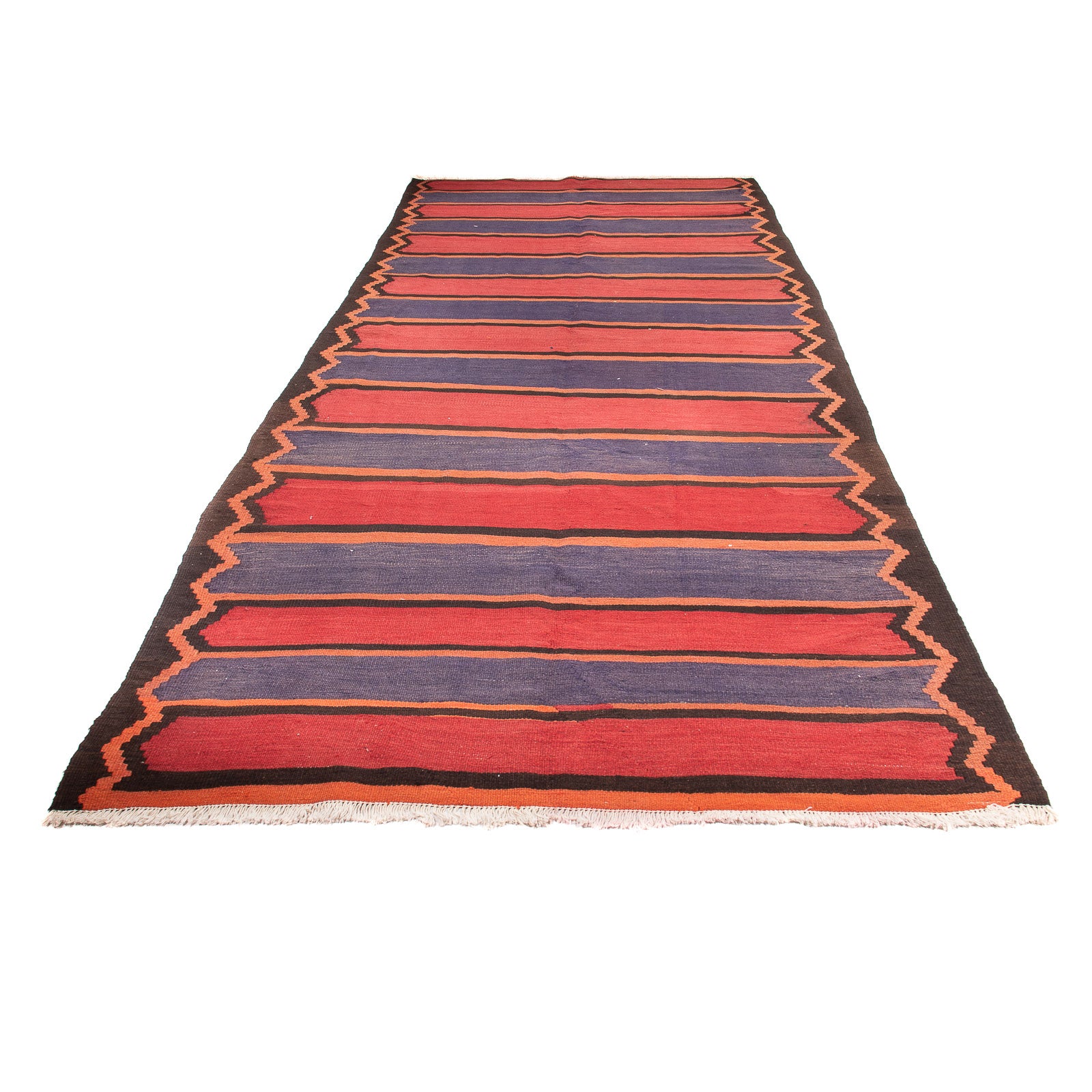 Alfombra de pasillo Alfombra Kelim - Antigua - 385 x 155 cm - marrón
