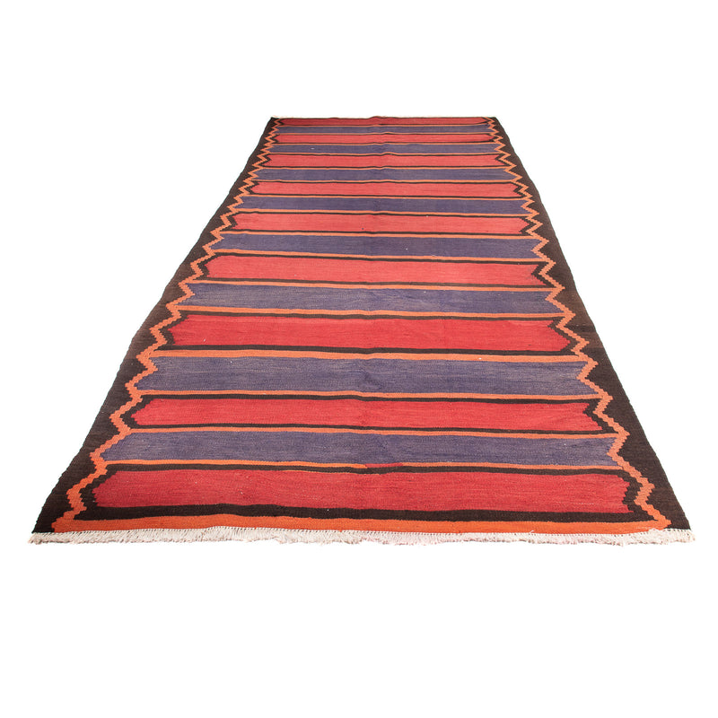Alfombra de pasillo Alfombra Kelim - Antigua - 385 x 155 cm - marrón