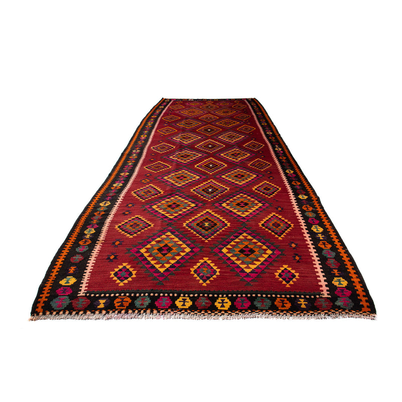 Alfombra de pasillo Alfombra Kelim - Antigua - 390 x 147 cm - multicolor