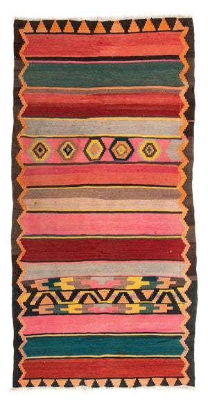 Alfombra de pasillo Alfombra Kelim - Antigua - 250 x 120 cm - multicolor