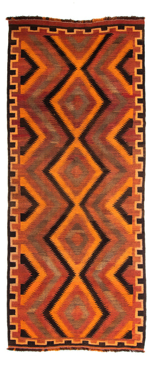 Alfombra de pasillo Alfombra Kelim - Antigua - 320 x 140 cm - multicolor