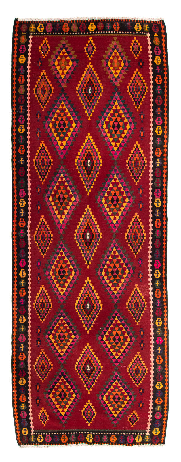 Alfombra de pasillo Alfombra Kelim - Antigua - 380 x 144 cm - multicolor