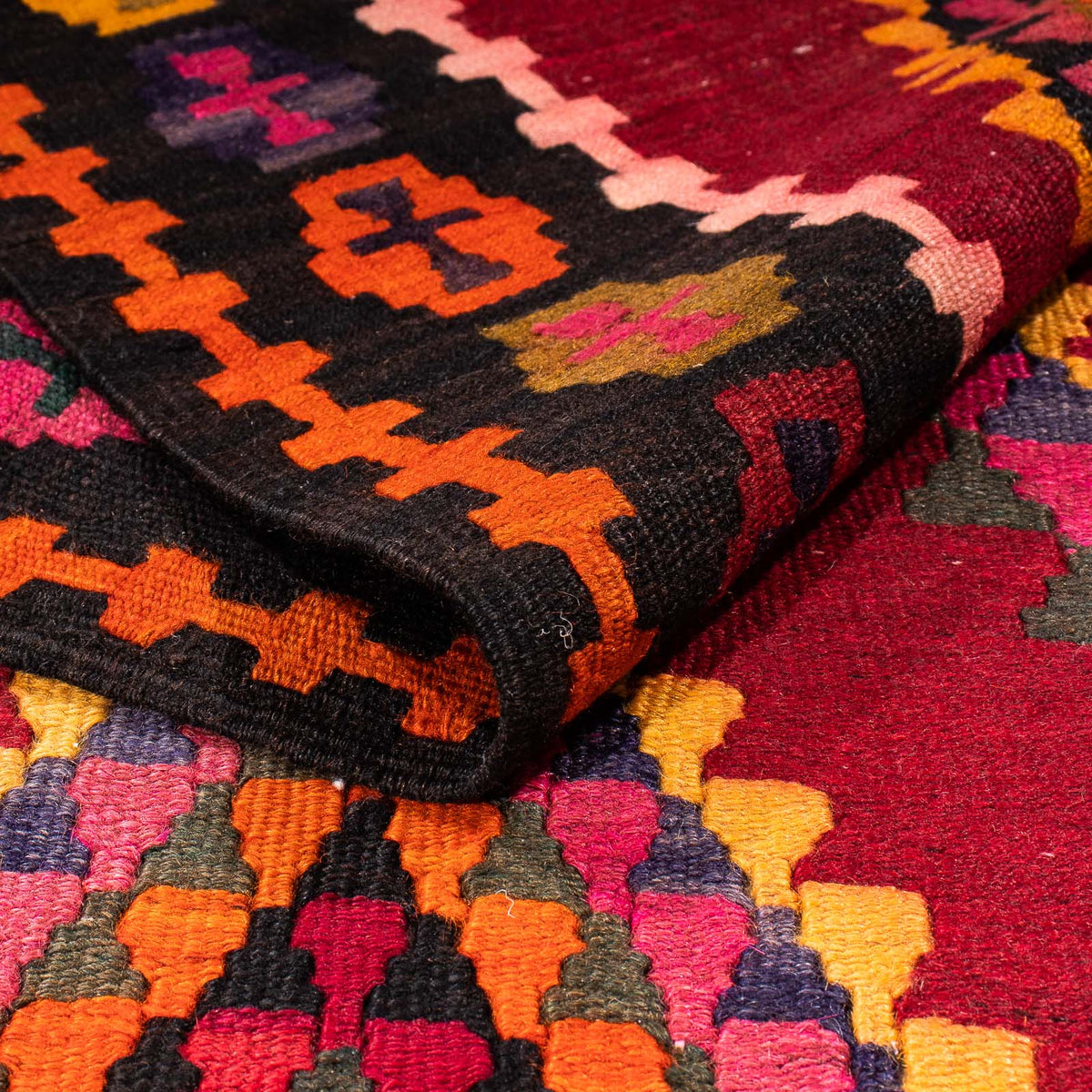 Alfombra de pasillo Alfombra Kelim - Antigua - 380 x 144 cm - multicolor