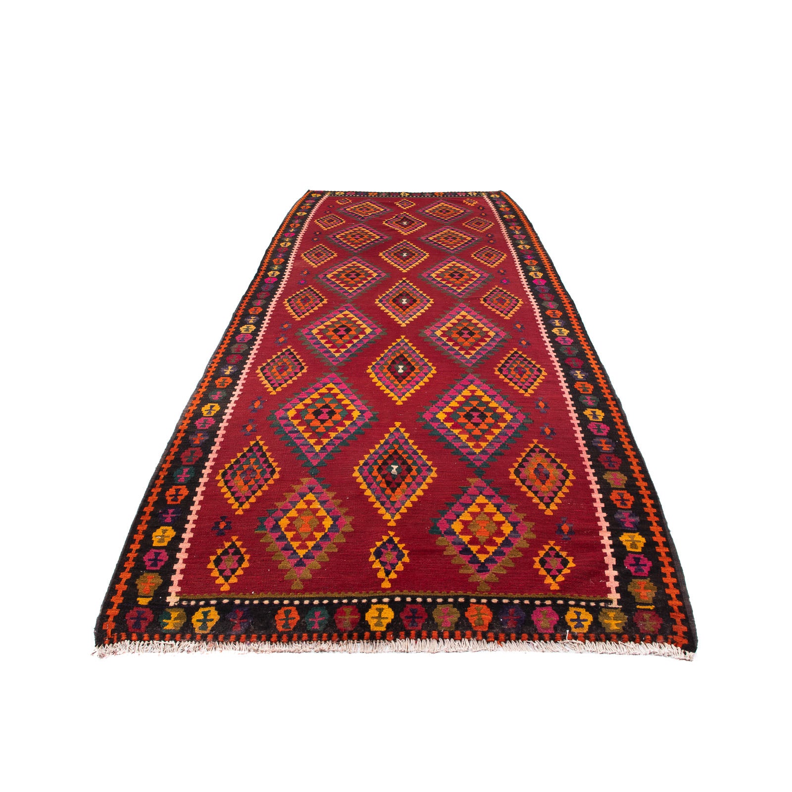 Alfombra de pasillo Alfombra Kelim - Antigua - 380 x 144 cm - multicolor