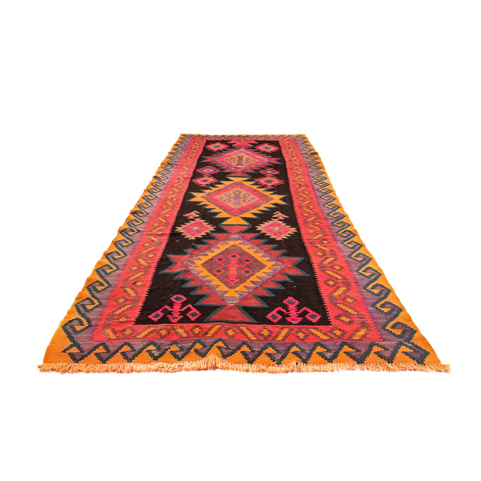 Alfombra de pasillo Alfombra Kelim - Antigua - 305 x 80 cm - multicolor