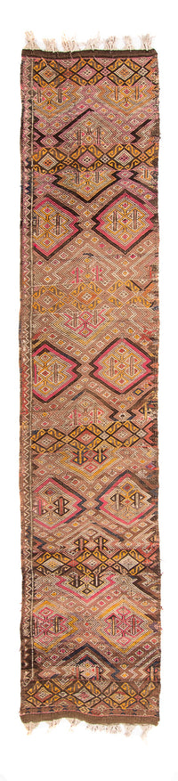Alfombra de pasillo Alfombra Kelim - Antigua - 356 x 152 cm - multicolor
