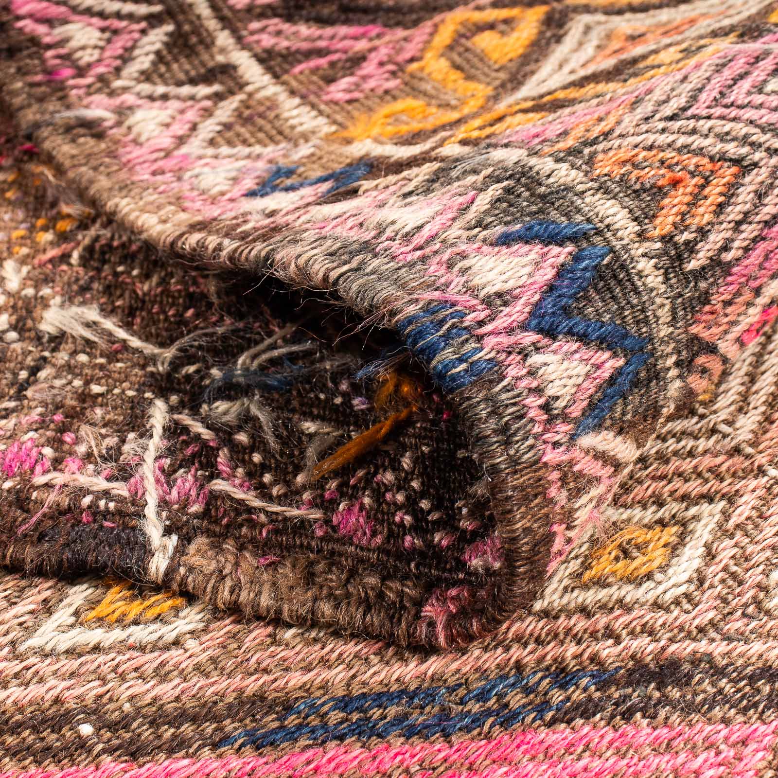 Alfombra de pasillo Alfombra Kelim - Antigua - 356 x 152 cm - multicolor