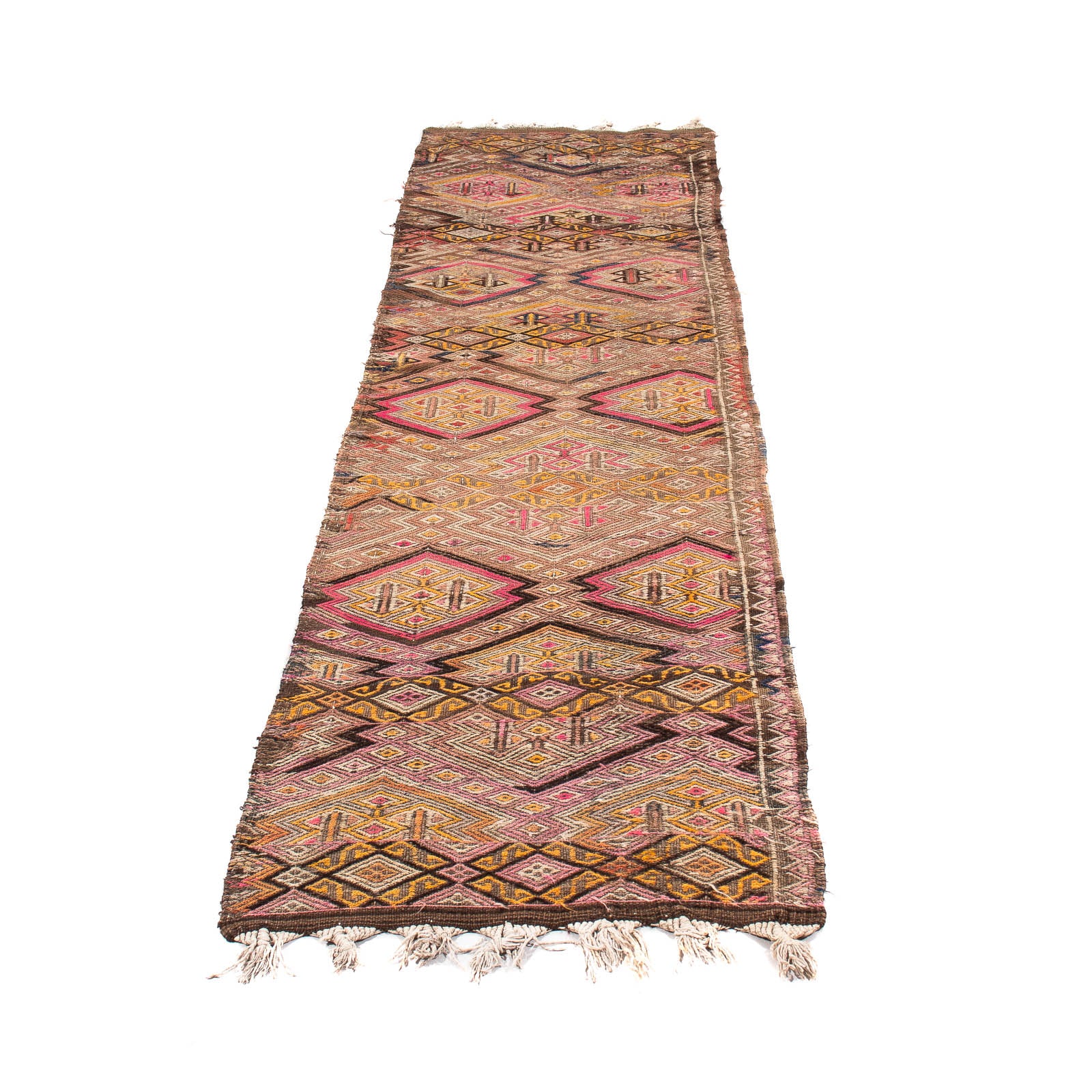 Alfombra de pasillo Alfombra Kelim - Antigua - 356 x 152 cm - multicolor