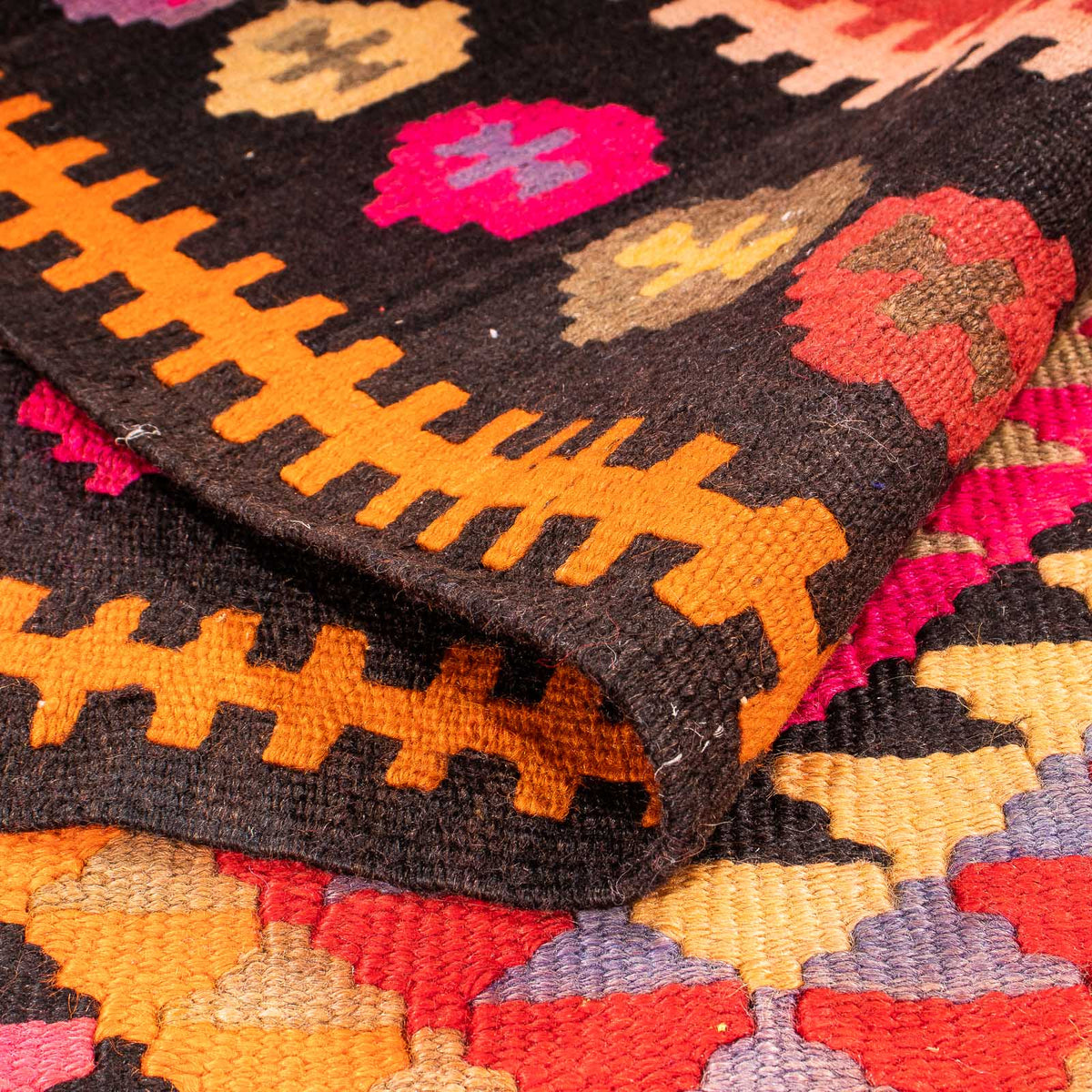 Alfombra de pasillo Alfombra Kelim - Antigua - 400 x 155 cm - multicolor