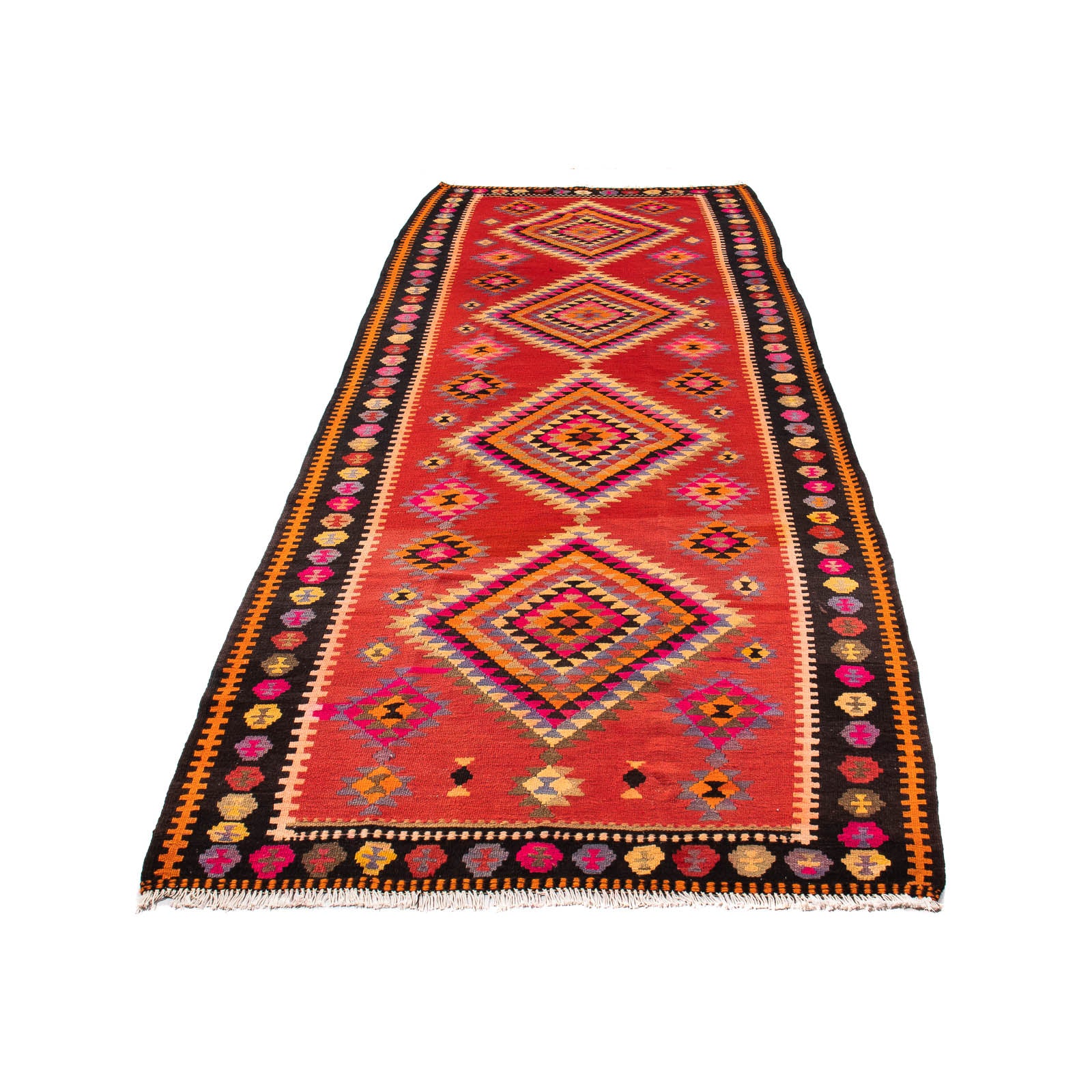 Alfombra de pasillo Alfombra Kelim - Antigua - 400 x 155 cm - multicolor
