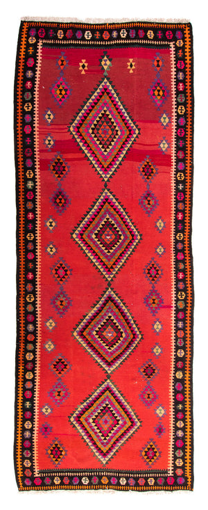 Alfombra de pasillo Alfombra Kelim - Antigua - 390 x 155 cm - multicolor