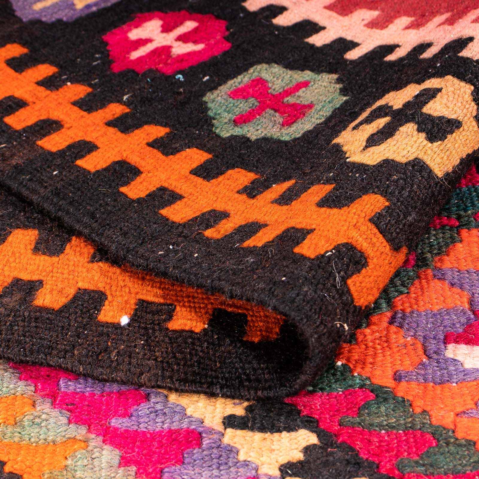 Alfombra de pasillo Alfombra Kelim - Antigua - 390 x 155 cm - multicolor