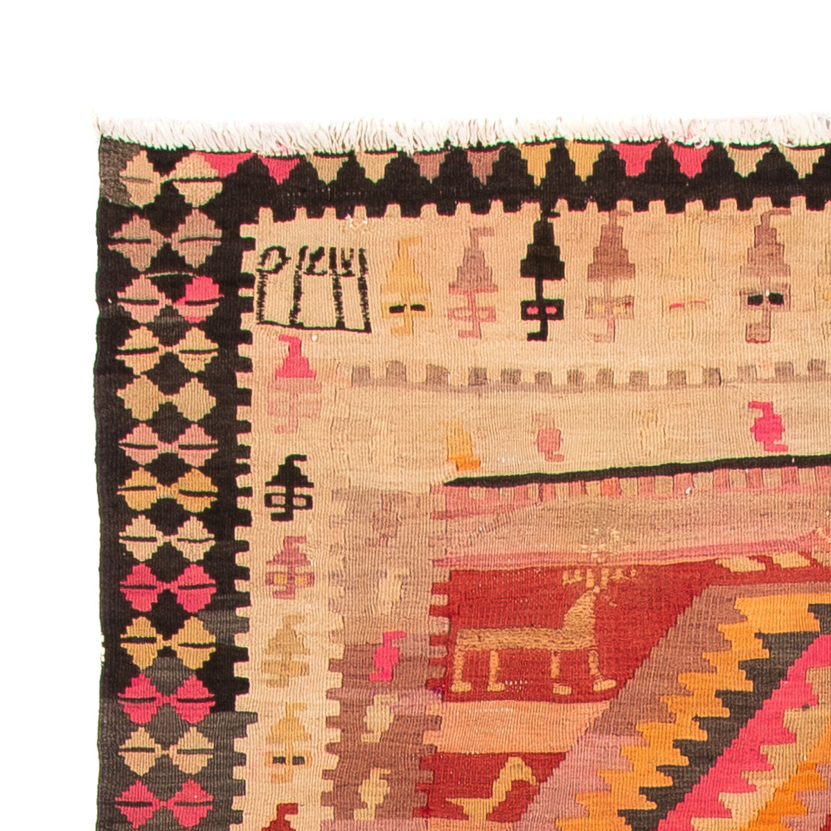 Alfombra de pasillo Alfombra Kelim - Antigua - 275 x 150 cm - multicolor