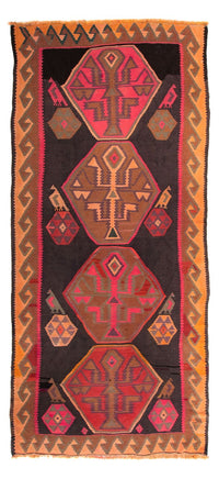 Alfombra de pasillo Alfombra Kelim - Antigua - 340 x 150 cm - multicolor