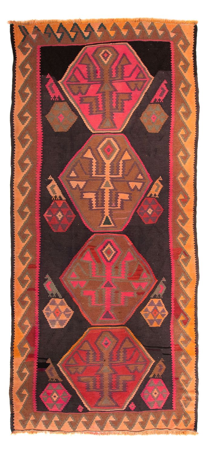 Alfombra de pasillo Alfombra Kelim - Antigua - 340 x 150 cm - multicolor
