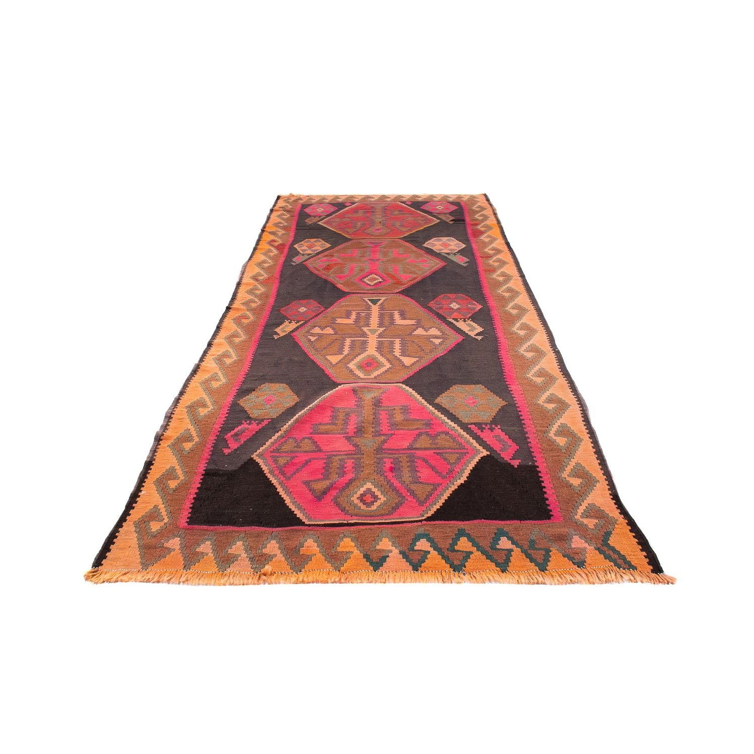Alfombra de pasillo Alfombra Kelim - Antigua - 340 x 150 cm - multicolor