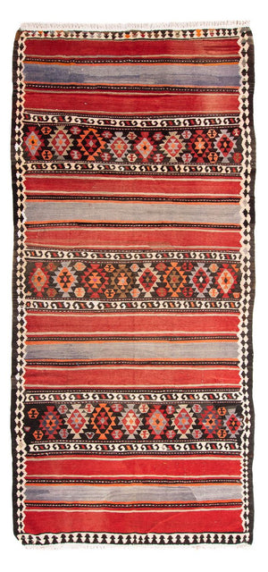 Alfombra de pasillo Alfombra Kelim - Antigua - 310 x 140 cm - multicolor