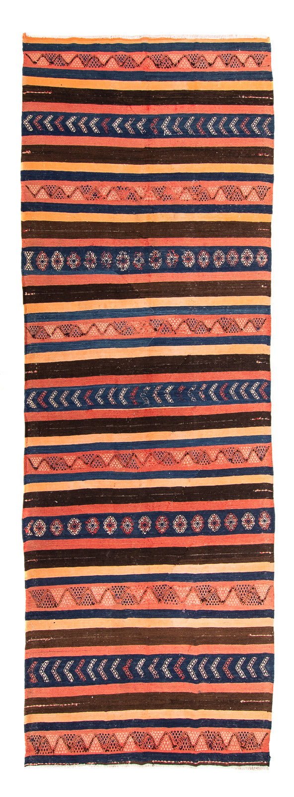Alfombra de pasillo Alfombra Kelim - Antigua - 345 x 130 cm - multicolor