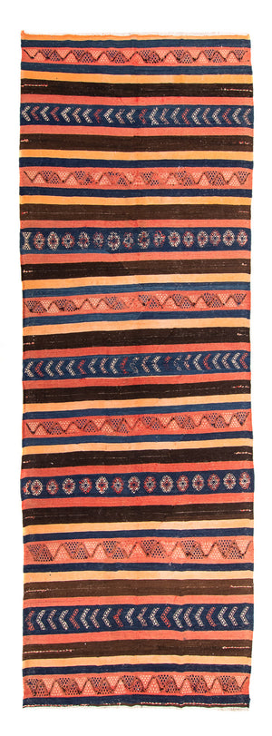 Alfombra de pasillo Alfombra Kelim - Antigua - 345 x 130 cm - multicolor