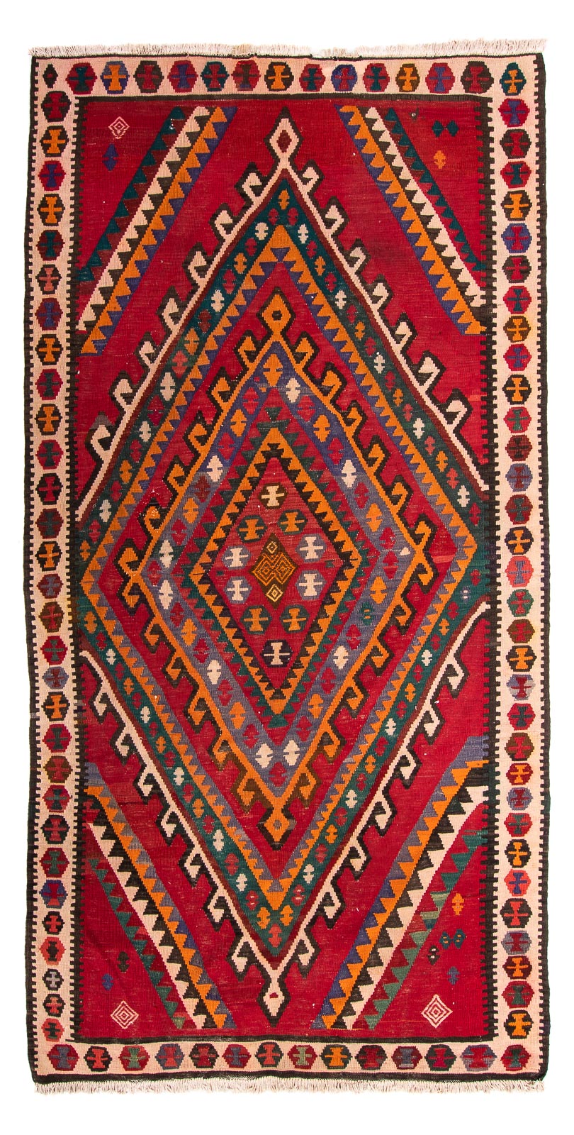 Alfombra de pasillo Alfombra Kelim - Antigua - 323 x 167 cm - multicolor