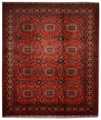 Alfombra afgana - Kunduz - 275 x 216 cm - rojo