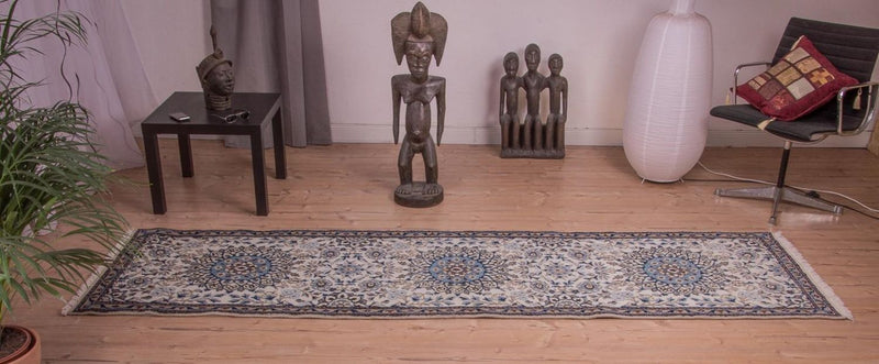 Alfombra de pasillo Alfombra Persa - Nain - Real - 295 x 81 cm - beige