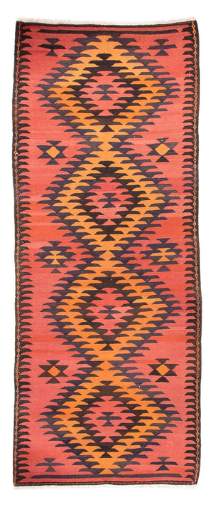 Alfombra de pasillo Alfombra Kelim - Antigua - 400 x 140 cm - rojo claro