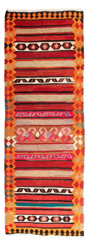 Alfombra de pasillo Alfombra Kelim - Antigua - 370 x 130 cm - multicolor