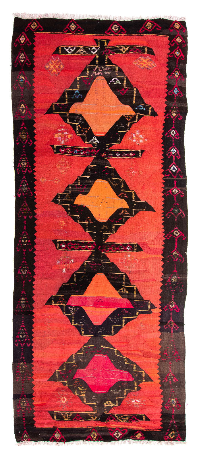 Alfombra de pasillo Alfombra Kelim - Antigua - 365 x 150 cm - multicolor