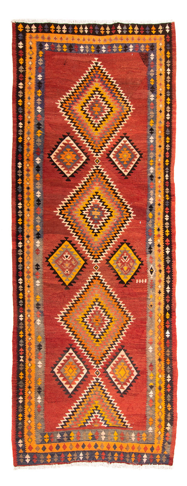 Alfombra de pasillo Alfombra Kelim - Antigua - 310 x 127 cm - multicolor