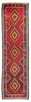 Alfombra de pasillo Alfombra Kelim - Antigua - 440 x 124 cm - rojo oscuro