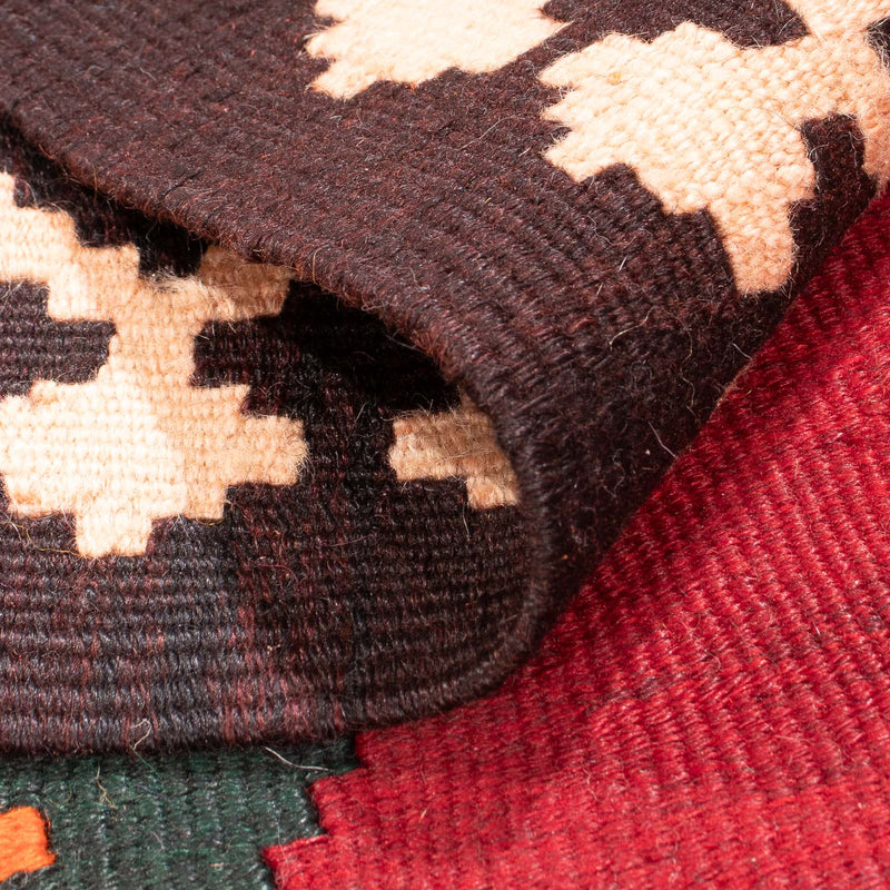Alfombra de pasillo Alfombra Kelim - Antigua - 440 x 124 cm - rojo oscuro