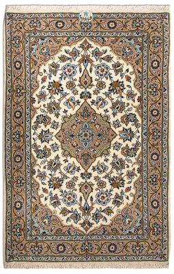 Alfombra persa - Keshan - 125 x 79 cm - beige