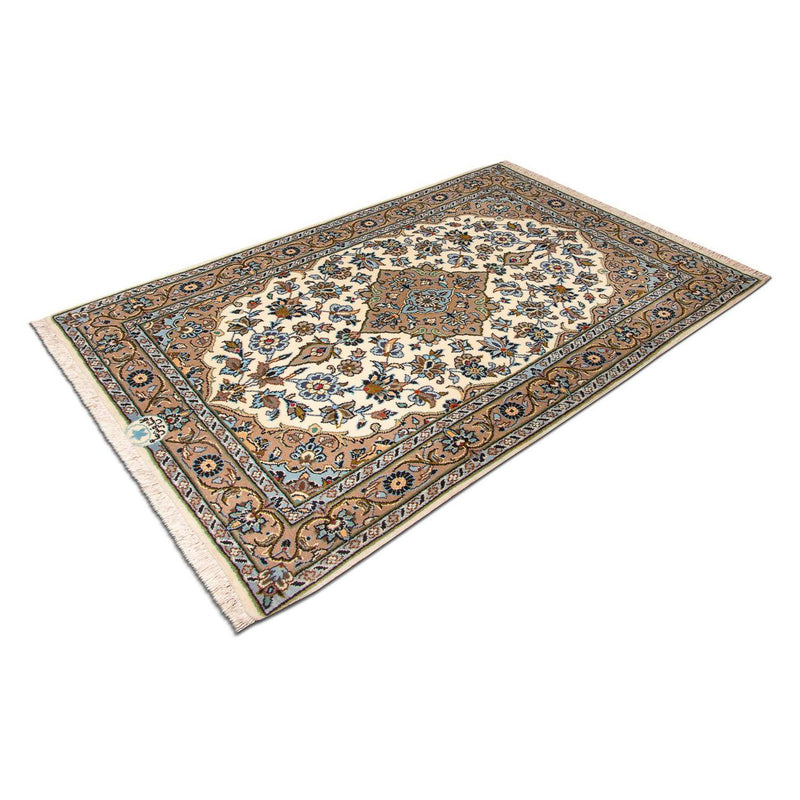 Alfombra persa - Keshan - 125 x 79 cm - beige
