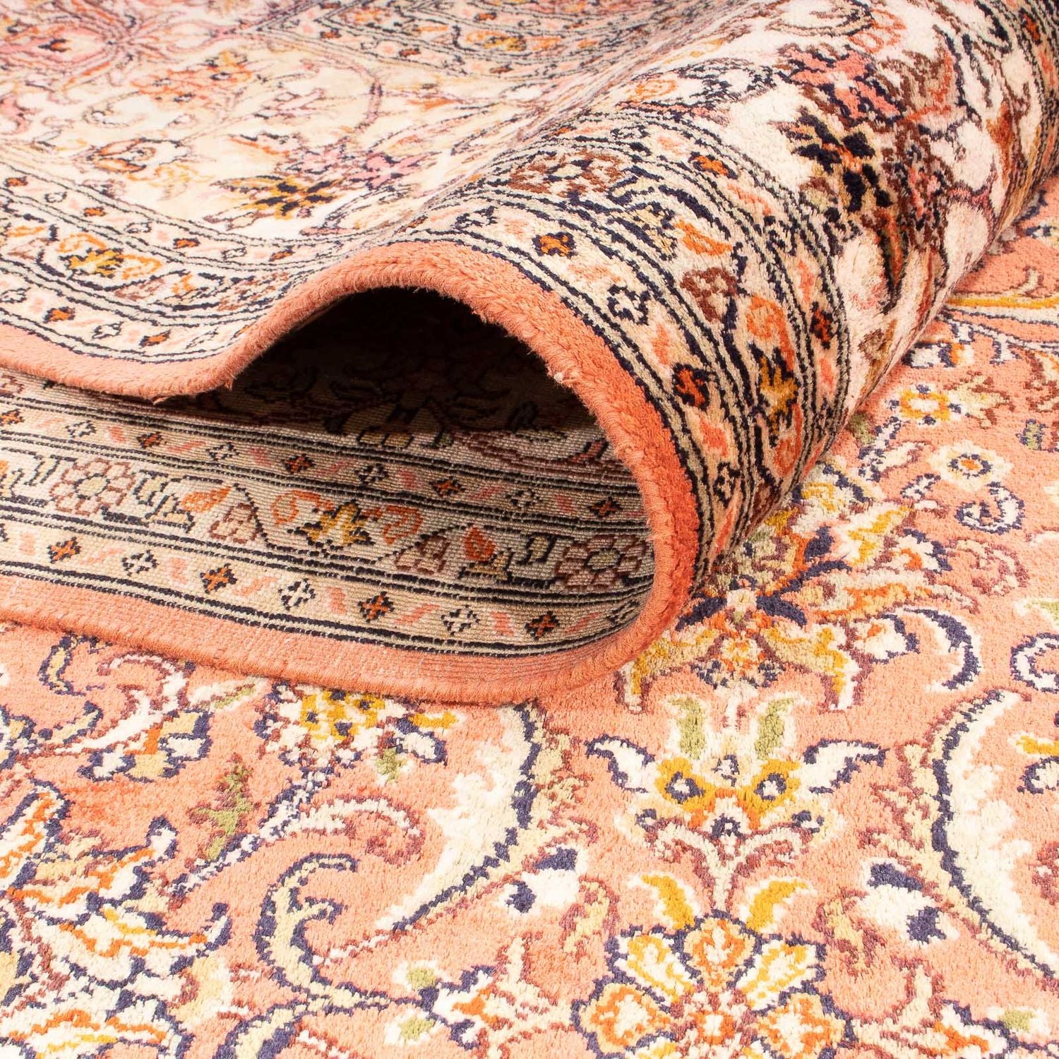 Alfombra de seda - Seda de Cachemira - 276 x 187 cm - óxido