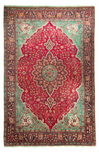 Alfombra persa - Tabriz - 308 x 226 cm - rojo oscuro